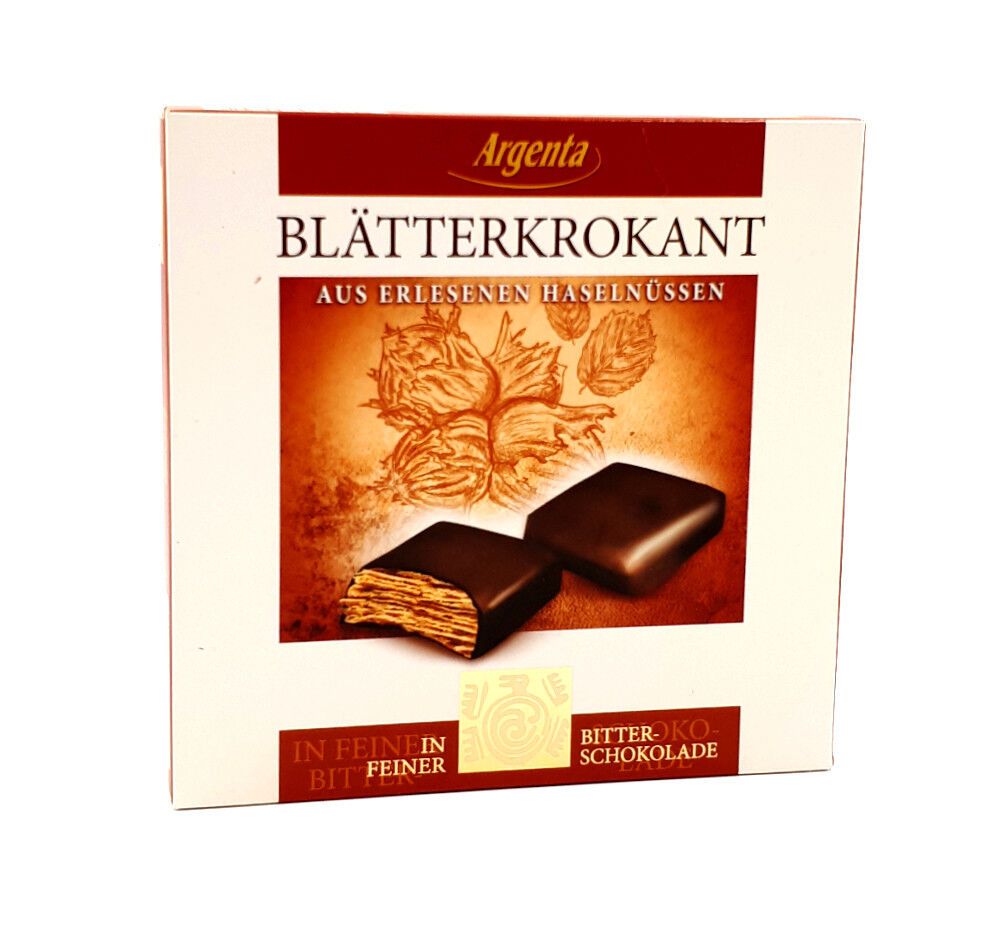 Argenta Blätterkrokant 85g in feiner Zartbitterschokolade